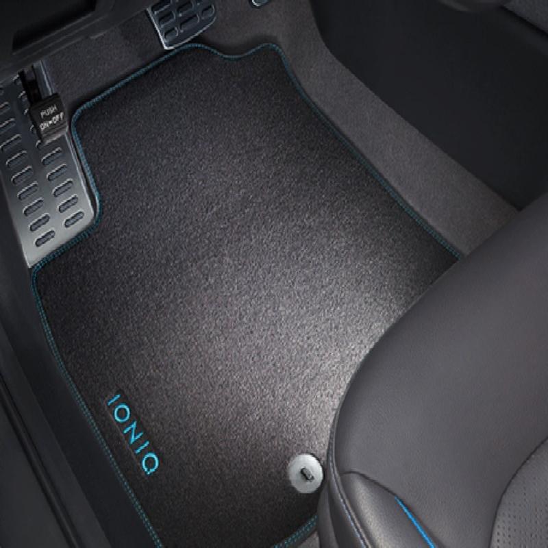 Hyundai IONIQ 5 Fußmatten, Velours, mit verschiebbarer Mittelkonsole, mit blauem Logo